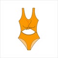 Women`s open belly one-piece swimsuit