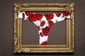 flower printed panties in a wooden photo frame Royalty Free Stock Photo