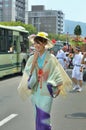 Kimono women's parade of Gion festival, Kyoto Japan. Royalty Free Stock Photo