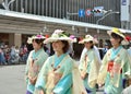 Kimono women's parade of Gion festival, Kyoto Japan. Royalty Free Stock Photo