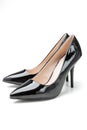 women`s patent high heel shoes black color