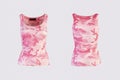 Women`s pink camo tank top Isolated on white background front and back rear view Royalty Free Stock Photo