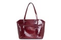 Women`s red leather bag on the back isolated on a white background Royalty Free Stock Photo