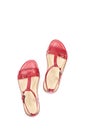 Women's Red Leather Sandals Isolated on White #3 Royalty Free Stock Photo
