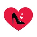 Women`s shoe black high heel fashion love