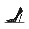 Women`s Shoe with a broken heel irony error 404