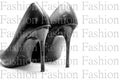 Women`s shoes in black with a red sole on a white background. Shoes for the holiday, office shoes. High-heeled shoes, stilettos. Royalty Free Stock Photo