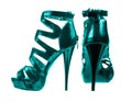 Women's shoes dark turquoise colors. collage Royalty Free Stock Photo