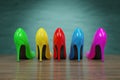 Women`s shoes of different color - 3d render Royalty Free Stock Photo