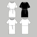 Women`s simple long  t-shirt design. Apparel template, Fashion Flat Sketch vector Royalty Free Stock Photo