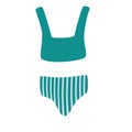 Women\'s striped swimsuit. Colorful woman\'s swimsuit vector icon. Royalty Free Stock Photo