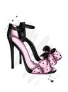 Women`s stylish high-heeled shoes and trousers. Fashion and style, clothing and accessories. Vector illustration.