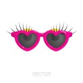 Women's sunglasses, pink glasses, women's accessory. Summer season, the sea, the beach. Vector. Illustration.