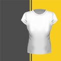 Women`s T-shirt front view mockup, illustration. White tshirt blank template. Royalty Free Stock Photo