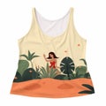 Jungle Woman Tank Top - Uhd Illustration In Flat Style