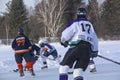 Women`s teams compete in a Pond Hockey Festival in Rangeley. Royalty Free Stock Photo