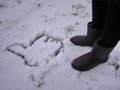 Women`s ugg boots. Details, close-up, winter weather and warm boots