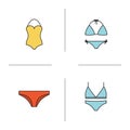 Women`s underwear color icons set Royalty Free Stock Photo