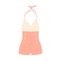 Women\'s vintage one-piece swimsuit. Stylish women\'s swimwear. Retro pink beachwear