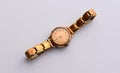 Women`s watches vintage, gold with a bracelet. Royalty Free Stock Photo