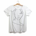 Abstract Female Figure T-shirt: Modern Portraiture With Elegant Lines Royalty Free Stock Photo