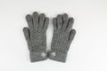 Women`s winter knitted mittens on a white background Royalty Free Stock Photo