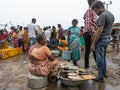 Women selling fishes at local market of Visakhapatnam , india