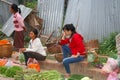 Women are selling fruits and vegetables at the famous morning market, Luang Prabang, Laos