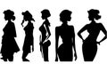 Women set black silhouette isolated vector