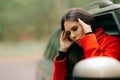 Women with Severe Headache Suffering from Motion Sickness Royalty Free Stock Photo