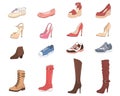 Women shoes collection, vector illustration. Royalty Free Stock Photo