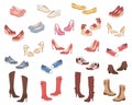 Women shoes collection, vector illustration. Royalty Free Stock Photo