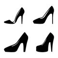 Women shoes icon-fashion sign-footwear icon-leather sign-heels illustration Royalty Free Stock Photo