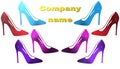 Women shoes illustration, logo for company Royalty Free Stock Photo