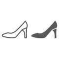 Women shoes line and glyph icon, female and footwear, high heel sign, vector graphics, a linear pattern on a white Royalty Free Stock Photo