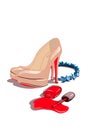 Women shoes, lipstick and accessory