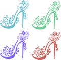 Women shoes stencil color art Royalty Free Stock Photo