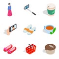 Women shop icons set, isometric style Royalty Free Stock Photo