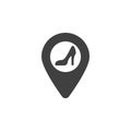 Women shop location pin vector icon