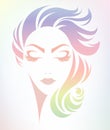 Women short hair style icon, logo women on color background