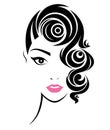 Women short hair style icon, logo women face Royalty Free Stock Photo