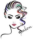 Women short hair style icon, logo women face on white background Royalty Free Stock Photo