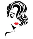 Women short hair style icon, logo women face on white background Royalty Free Stock Photo