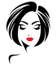 Women short hair style icon, logo women face on white background Royalty Free Stock Photo