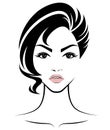 Women short hair style icon, logo women face on white background Royalty Free Stock Photo