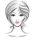 Women short hair style icon, logo women face on white background