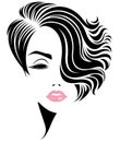 Women short hair style icon, logo women face on white background