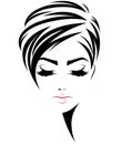 Women short hair style icon, logo women face on white background