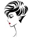 Women short hair style icon, logo women on white background