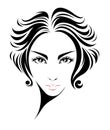 Women short hair style icon, logo women on white background